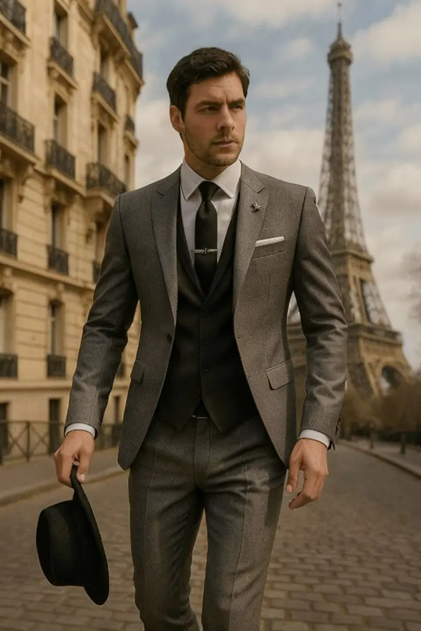 Men's Three Piece Suit Woven Fabric Peak Lapel Slim Fit Evening