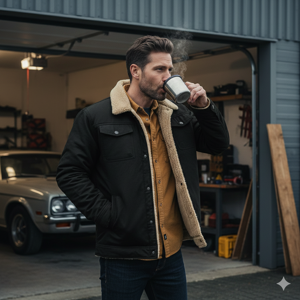 Armand / Men’s Sherpa-Lined Cotton-Blend Winter Jacket