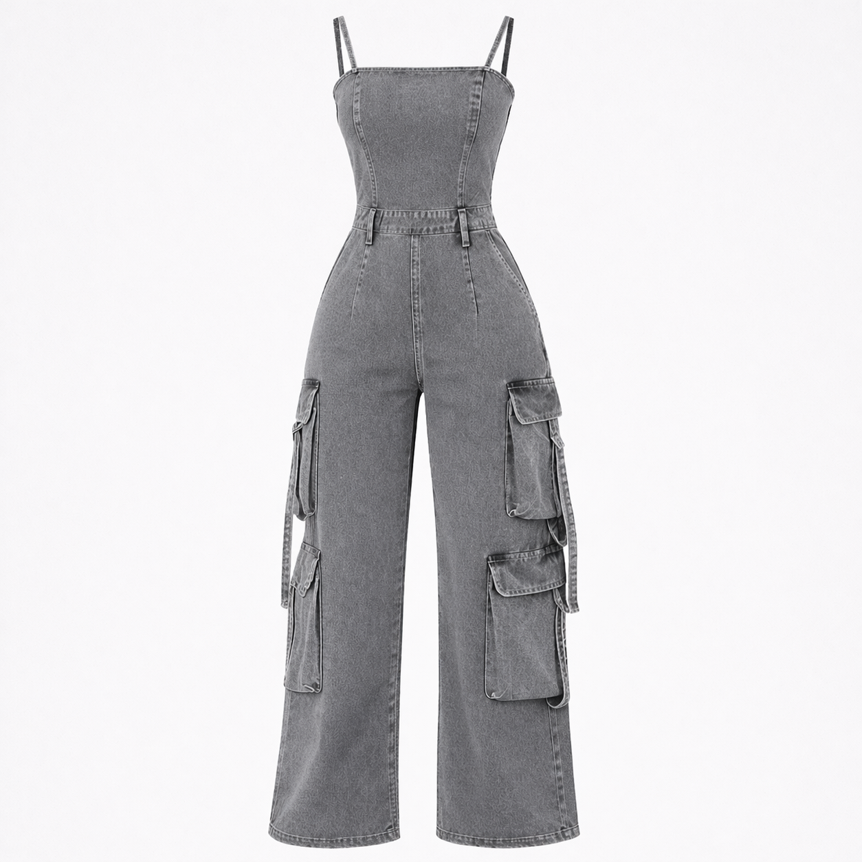 Jumpsuit in Denim Wide-Leg Cargo