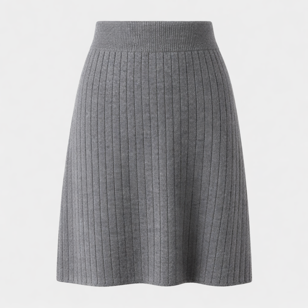 Midi Skirt in Ribbed Merino Wool