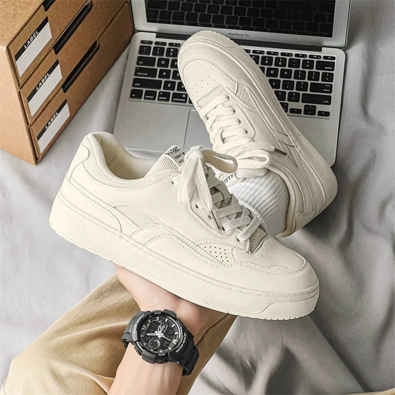 Walking Sneakers in Leather with Rubber Outsole