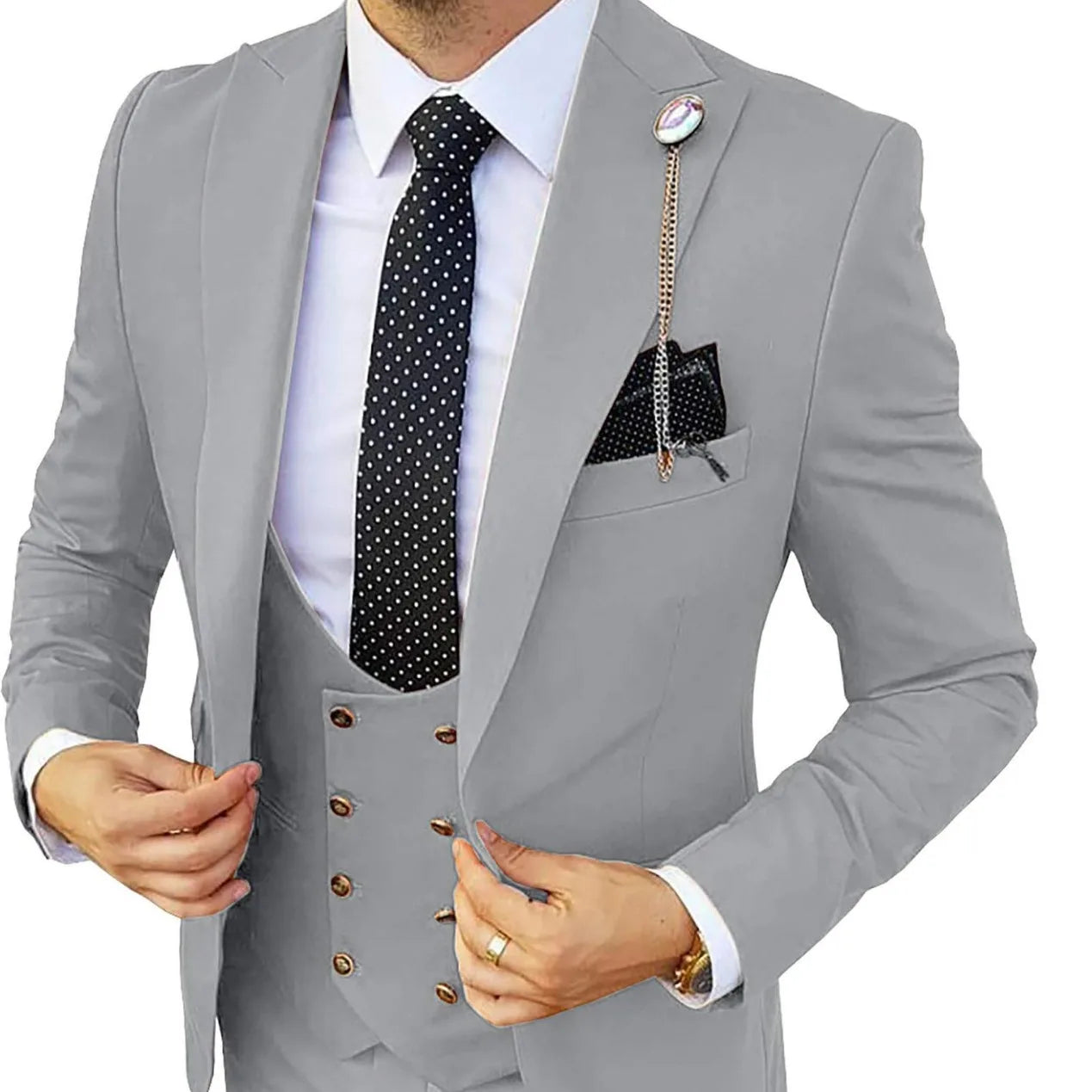 Calderon / Men’s Single-Breasted Business Suit with Notched Collar