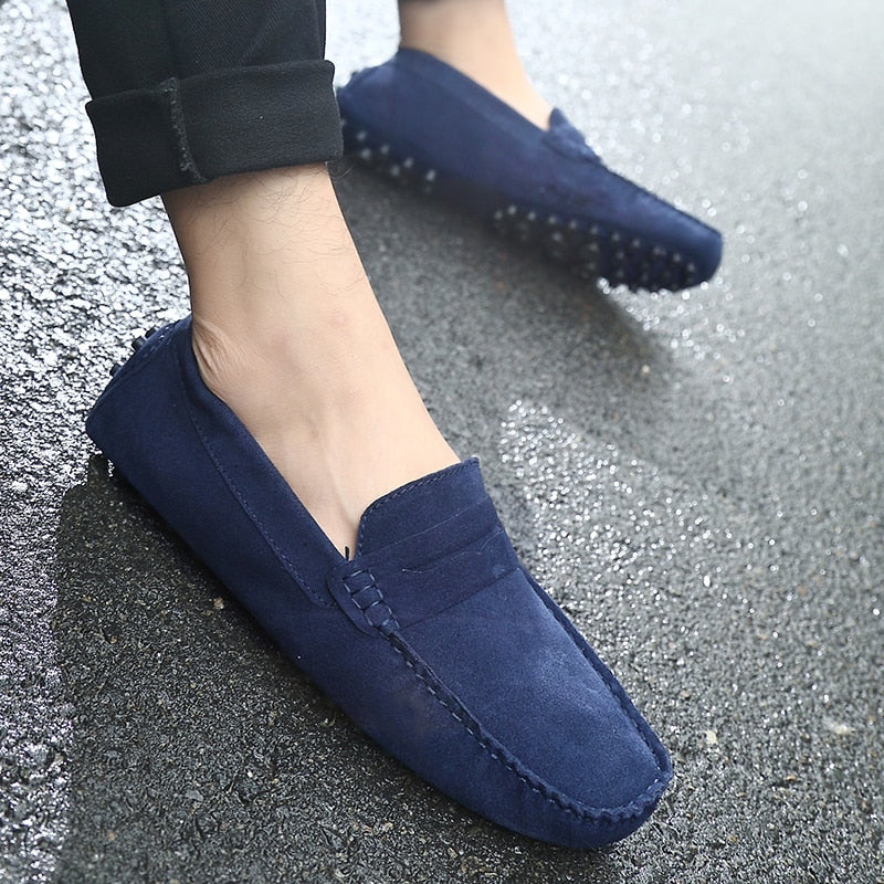 Men's Penny Loafers Suede Moccasin Toe Slip On Casual Driver