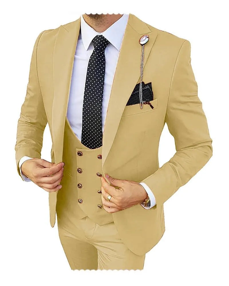Calderon / Men’s Single-Breasted Business Suit with Notched Collar