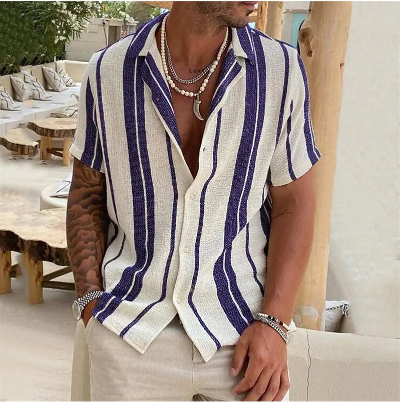 Draven / Men’s Striped Oversized V-Neck Shirt