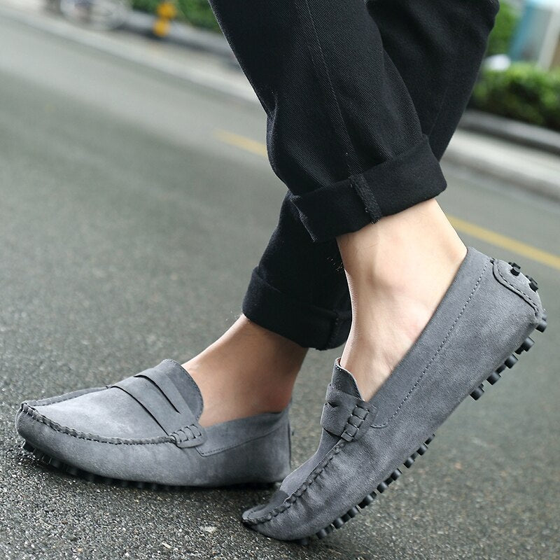 Men's Penny Loafers Suede Moccasin Toe Slip On Casual Driver