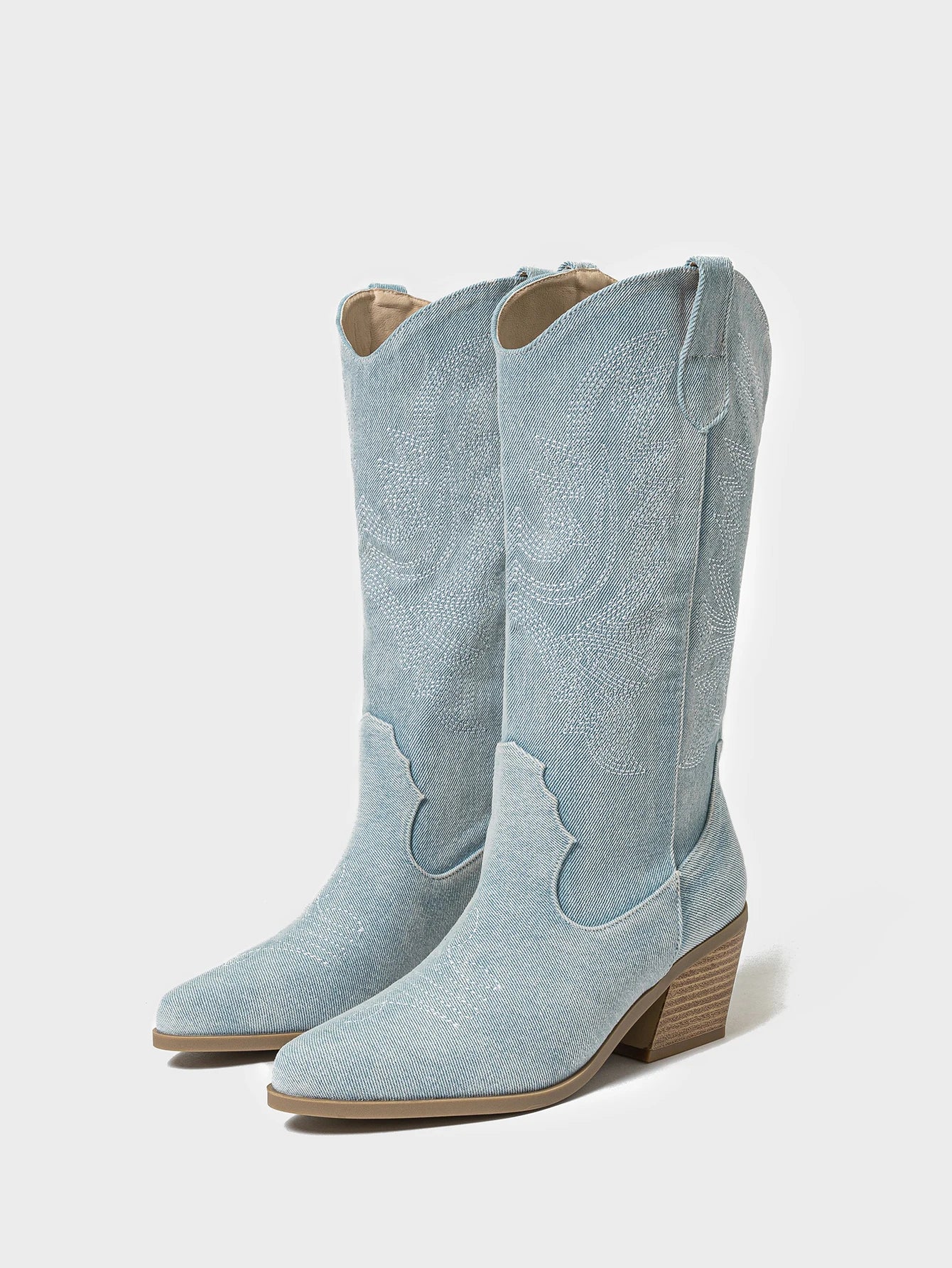 Elowira / Women’s Embroidered Western Ankle Boots with Block Heel