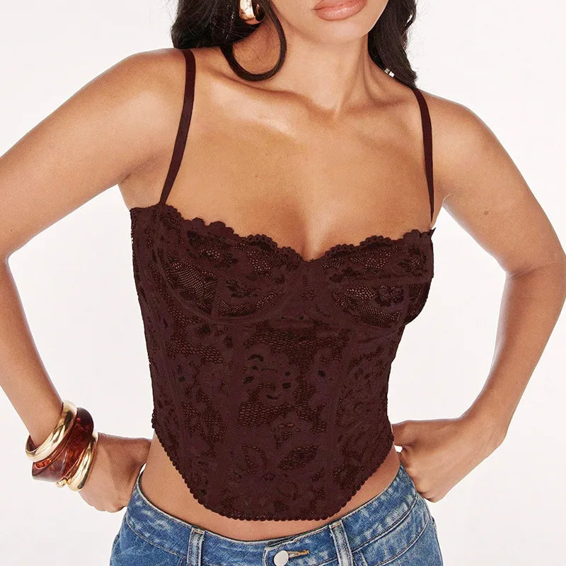 Lillian / Women’s Floral Dobby Cami Top with Cropped Fit