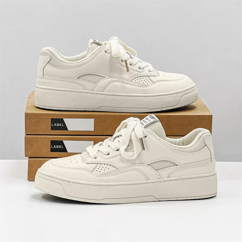 Walking Sneakers in Leather with Rubber Outsole