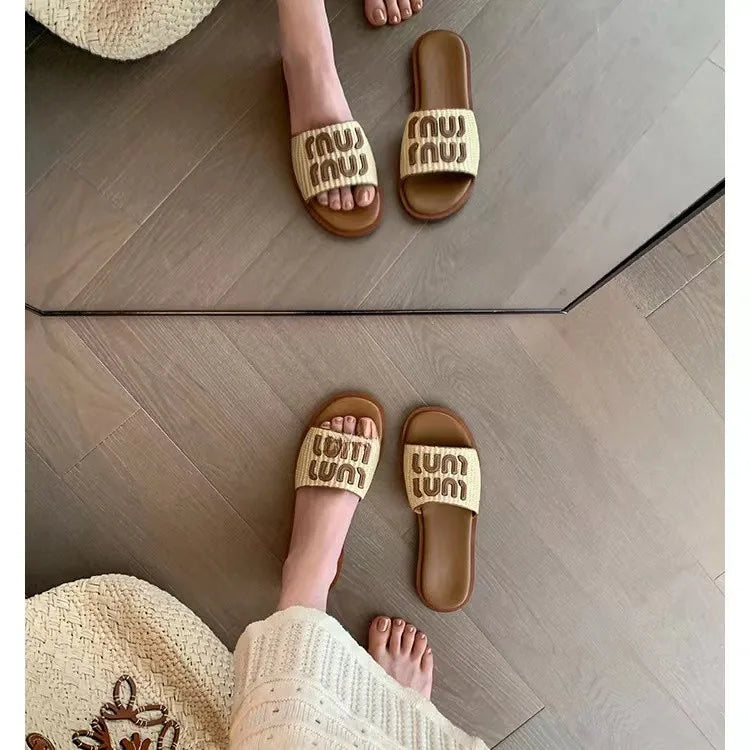 Beach Slippers Woven Slip-On