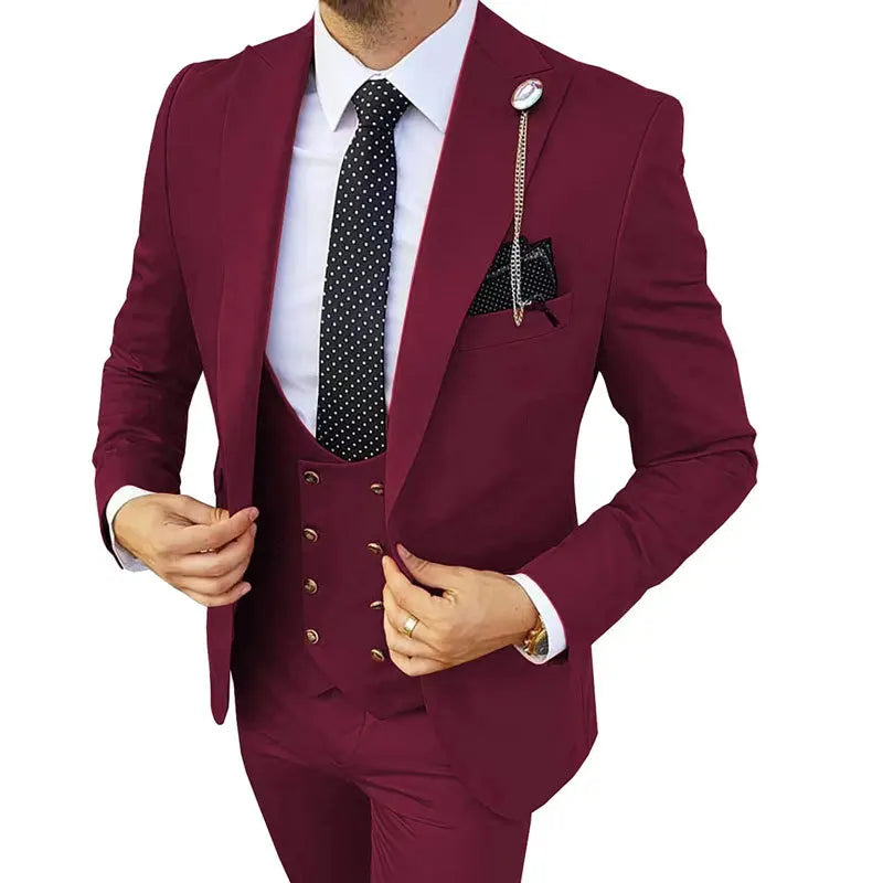 Calderon / Men’s Single-Breasted Business Suit with Notched Collar