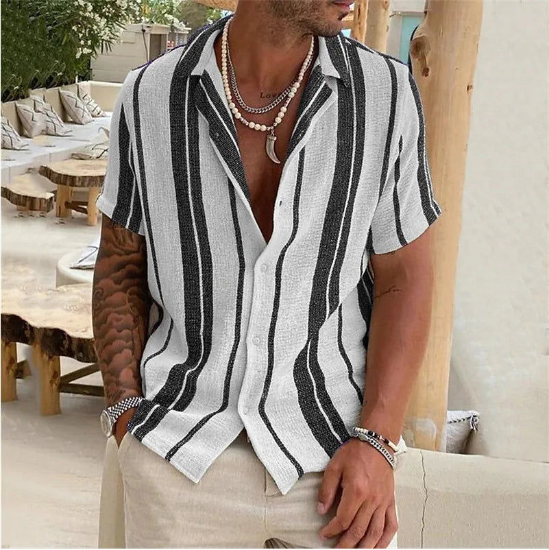 Draven / Men’s Striped Oversized V-Neck Shirt