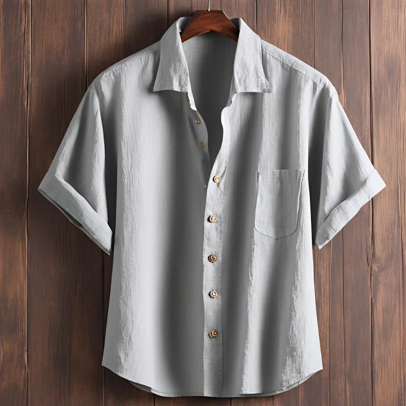Calloway / Men’s Striped Linen-Cotton Short Sleeve Shirt