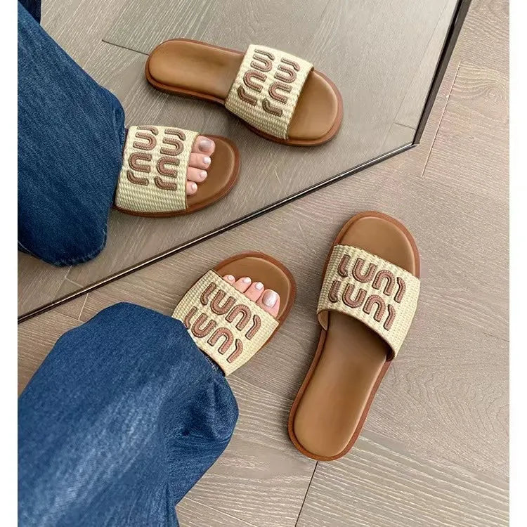 Beach Slippers Woven Slip-On