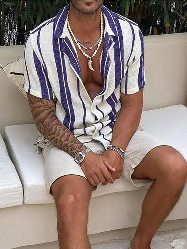 Draven / Men’s Striped Oversized V-Neck Shirt