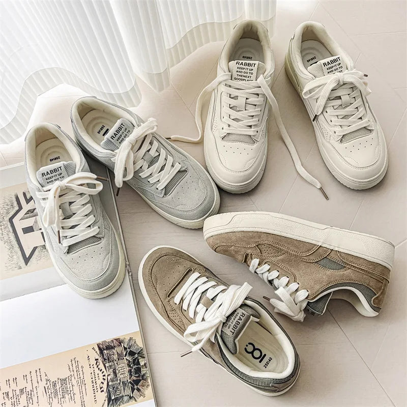 Walking Sneakers in Leather with Rubber Outsole