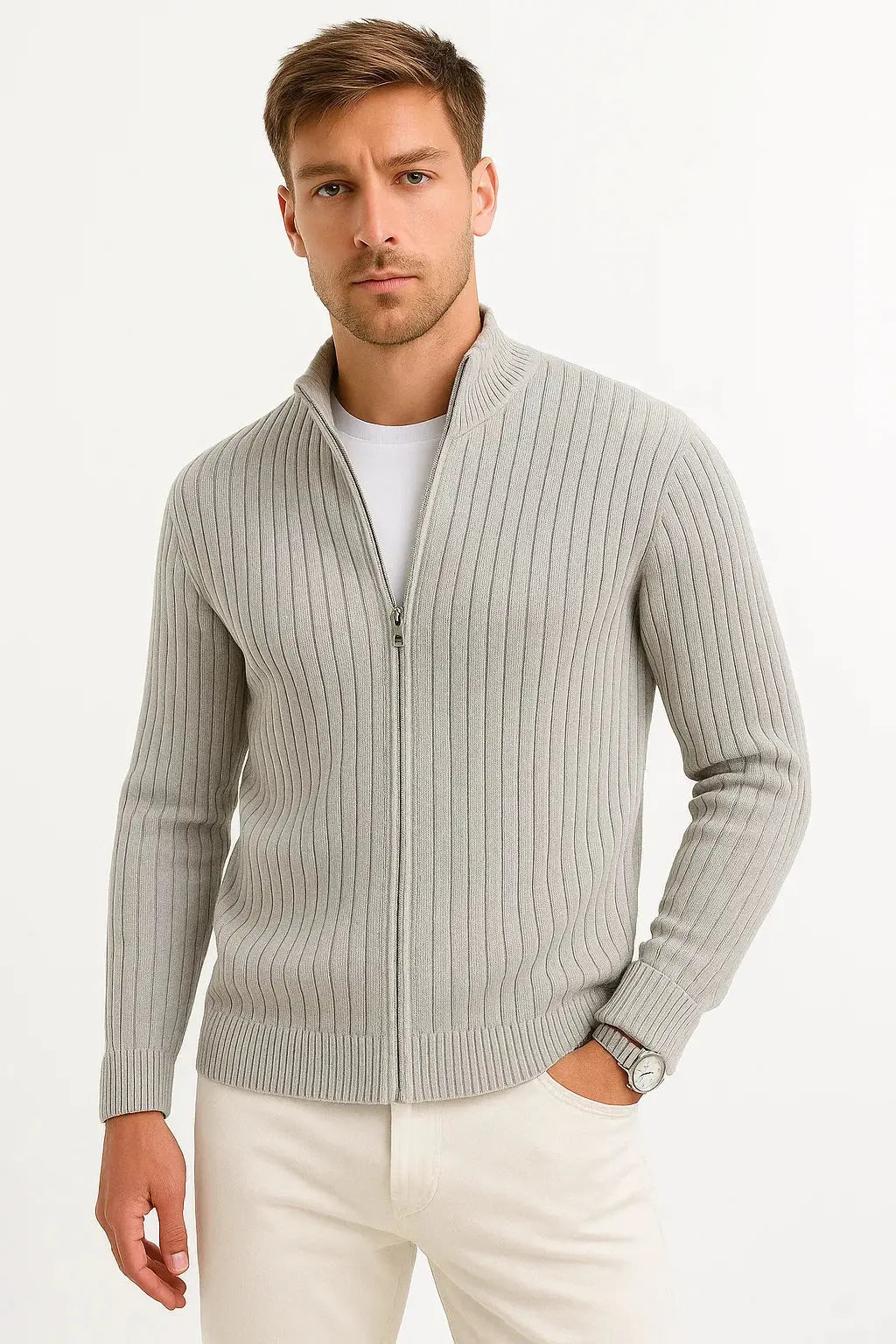 Percy | Men's Lightweight Ribbed-Knit Cardigan – original product photograph 1