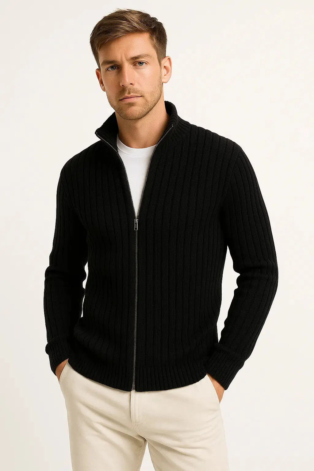 Percy | Men's Lightweight Ribbed-Knit Cardigan – original product photograph 4
