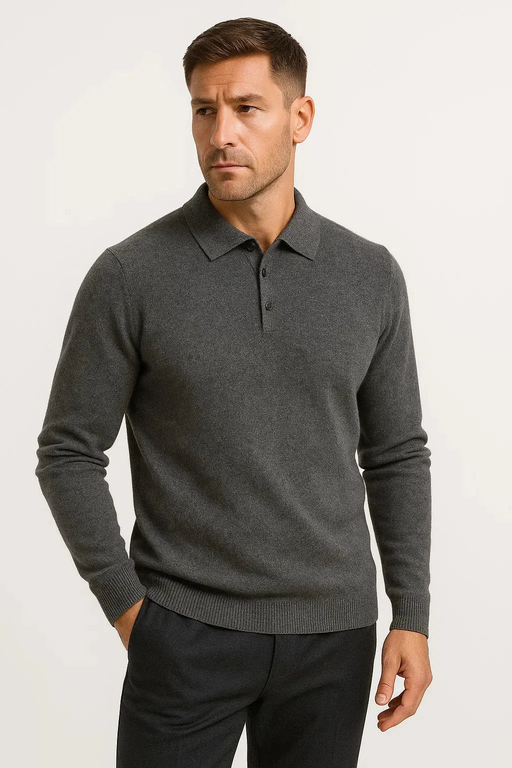 Archer | Men's Long-Sleeve Knitted Polo-Collar Jumper - original product photograph 1