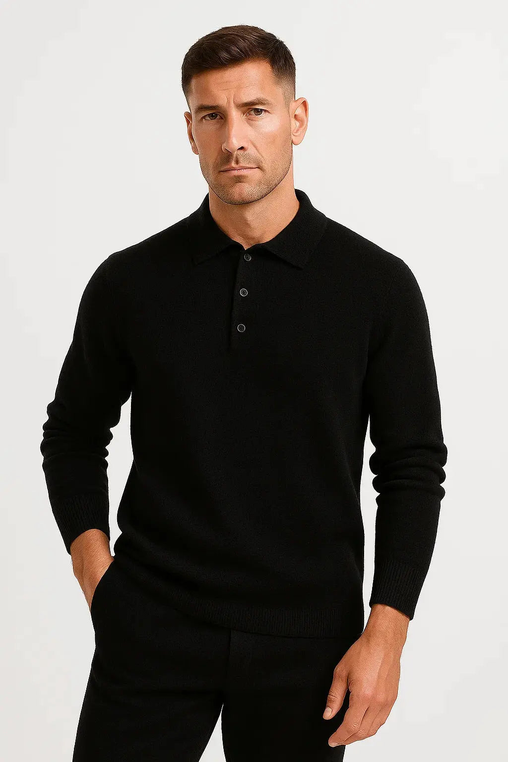 Archer | Men's Long-Sleeve Knitted Polo-Collar Jumper - original product photograph 2