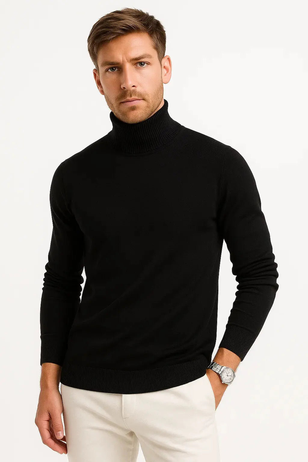 Hugo | Men's Classic Long-Sleeve Turtleneck Knitted Jumper – original product photograph 2