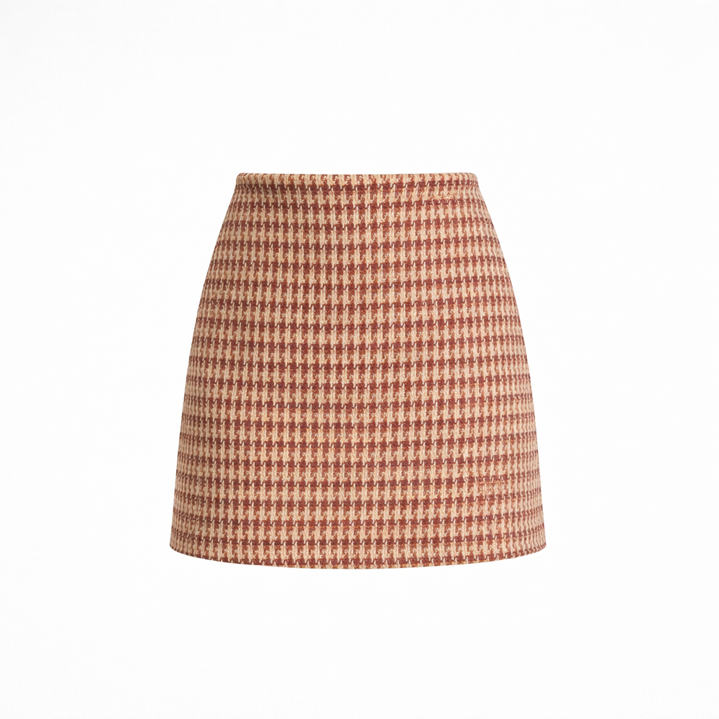 Mini Skirt in Textured Fabric with High Waist