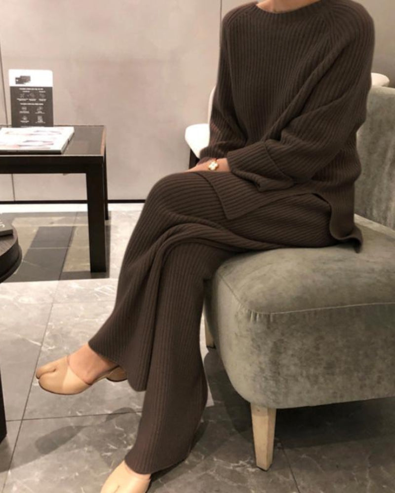 Mia / Women’s Ribbed Knit Lounge Set – 2-Piece