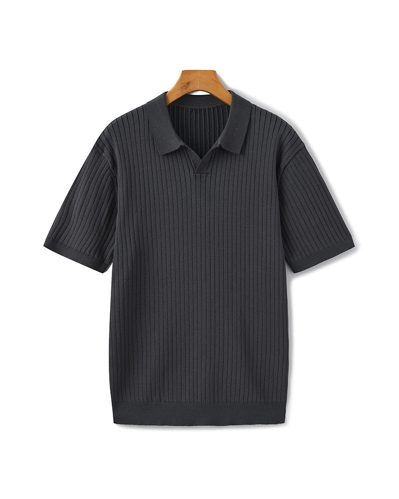 Alaric / Men’s Ribbed Knit Polo Shirt