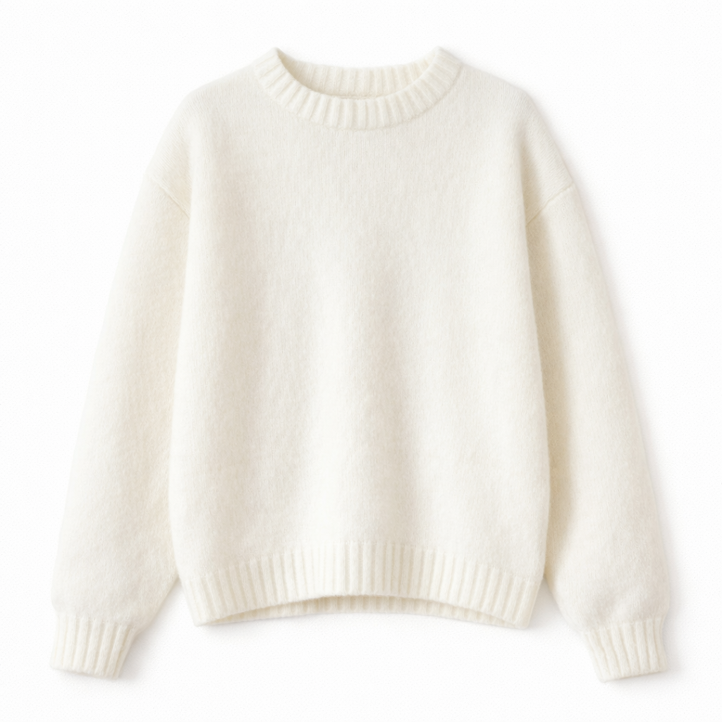 Pullover Sweater in Relaxed Knit with Round Neck
