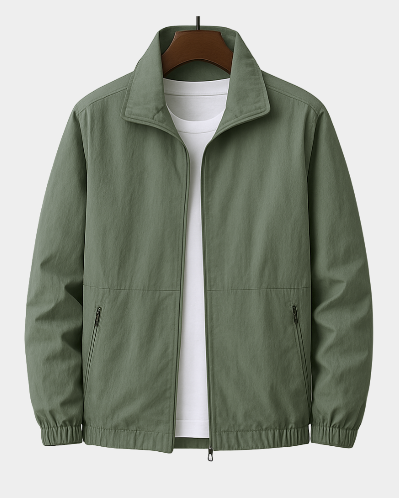 Men's Lightweight Stand Collar Zip Jacket with Pockets