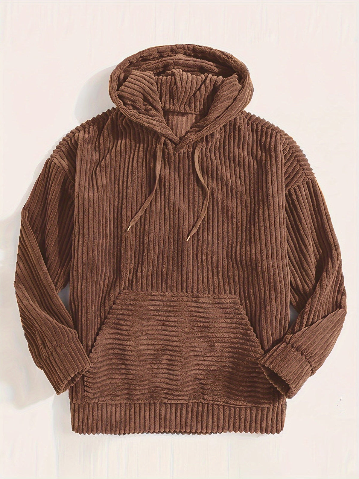 Women's Corduroy-Look Hoodie, Ribbed Texture Relaxed Fit Pullover