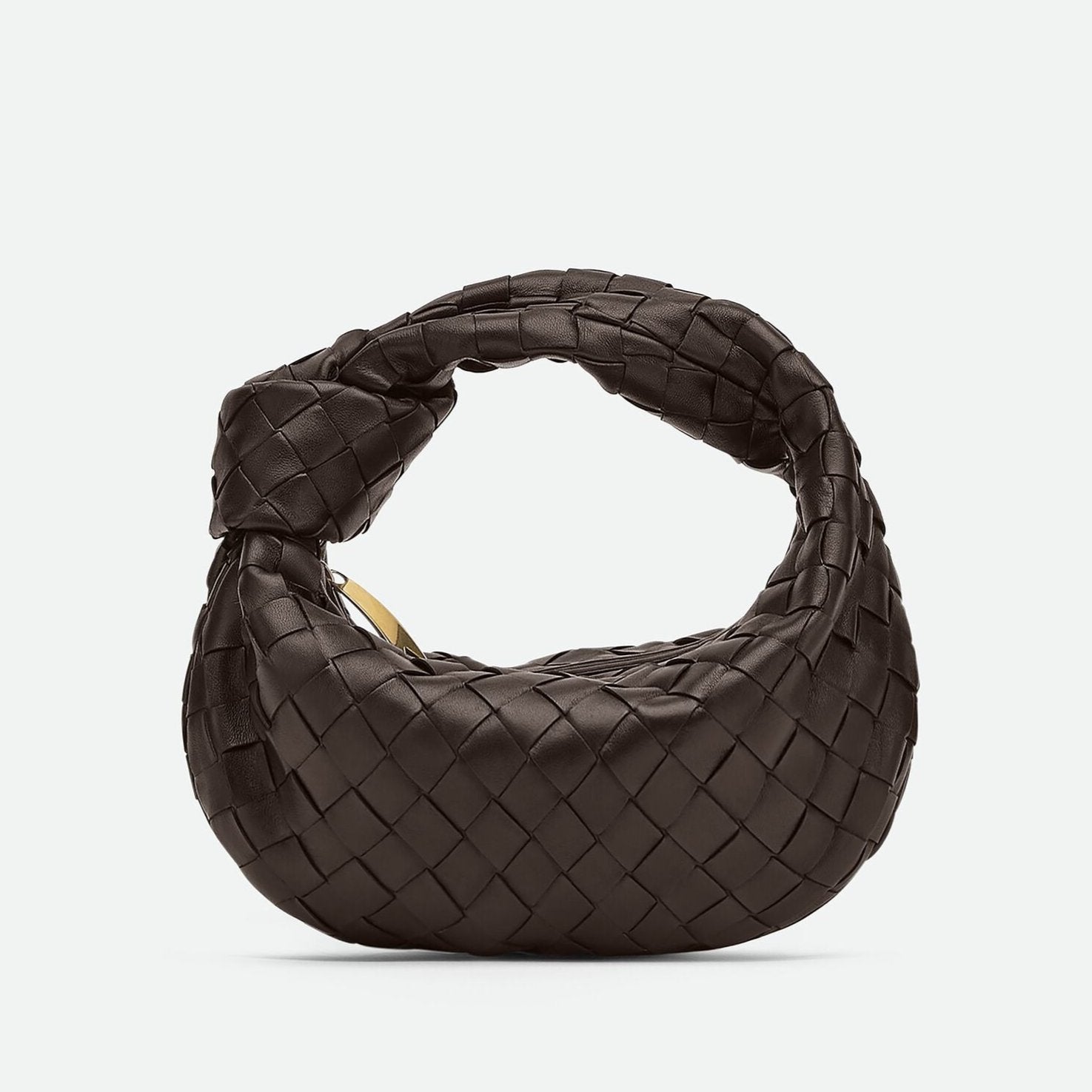 Women’s Woven Faux Leather Mini Bag with Crescent Shape, Integrated Handle and Zip Closure