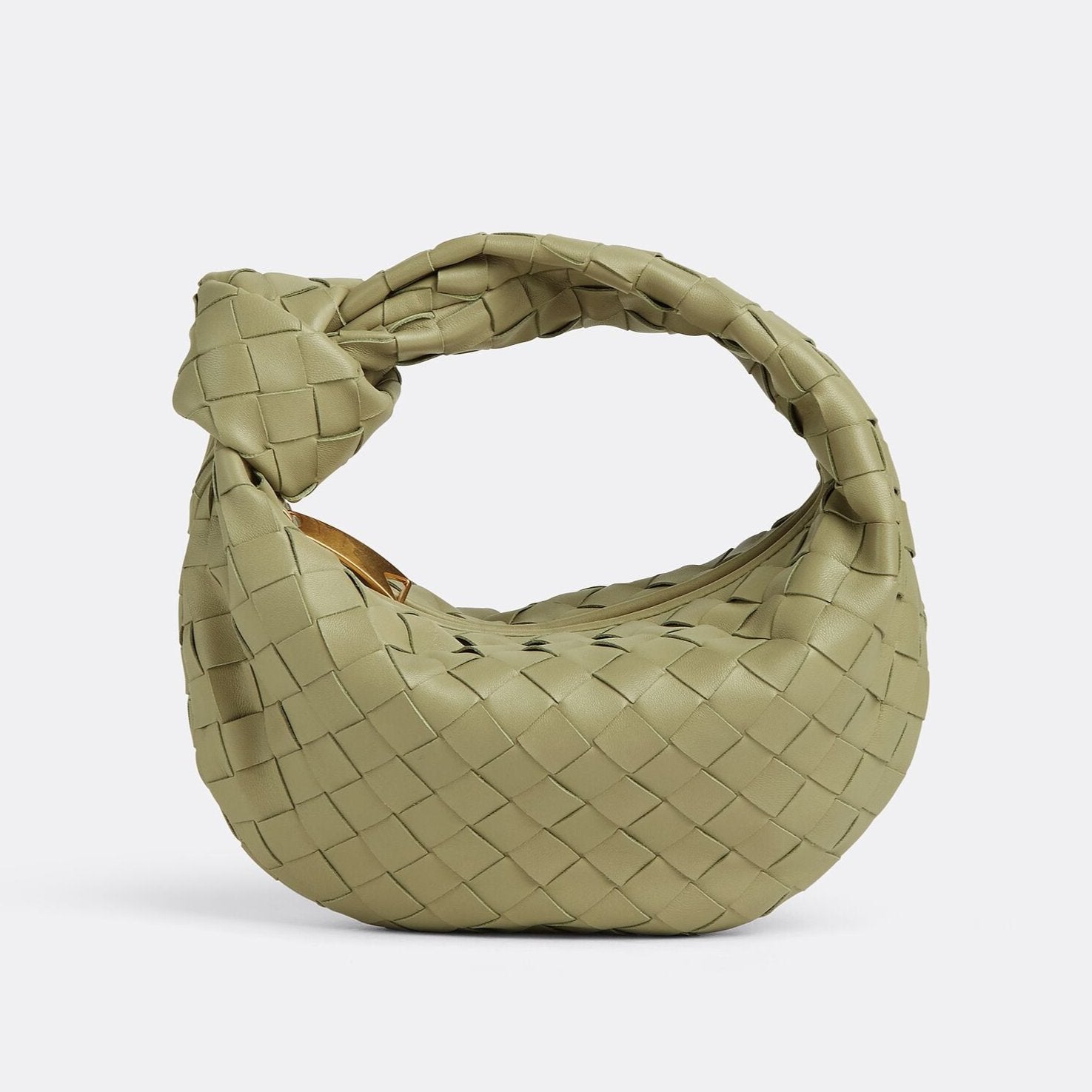 Women’s Woven Faux Leather Mini Bag with Crescent Shape, Integrated Handle and Zip Closure