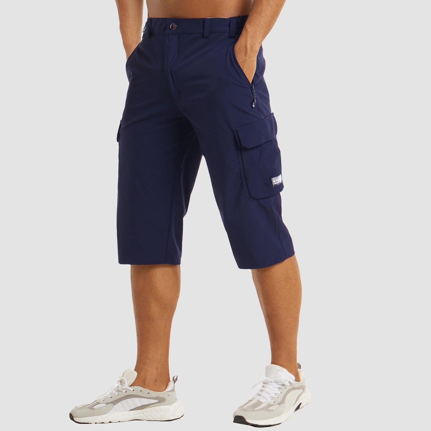 Men's Cargo Shorts Stretch Fabric Knee Length Multi Pocket Utility