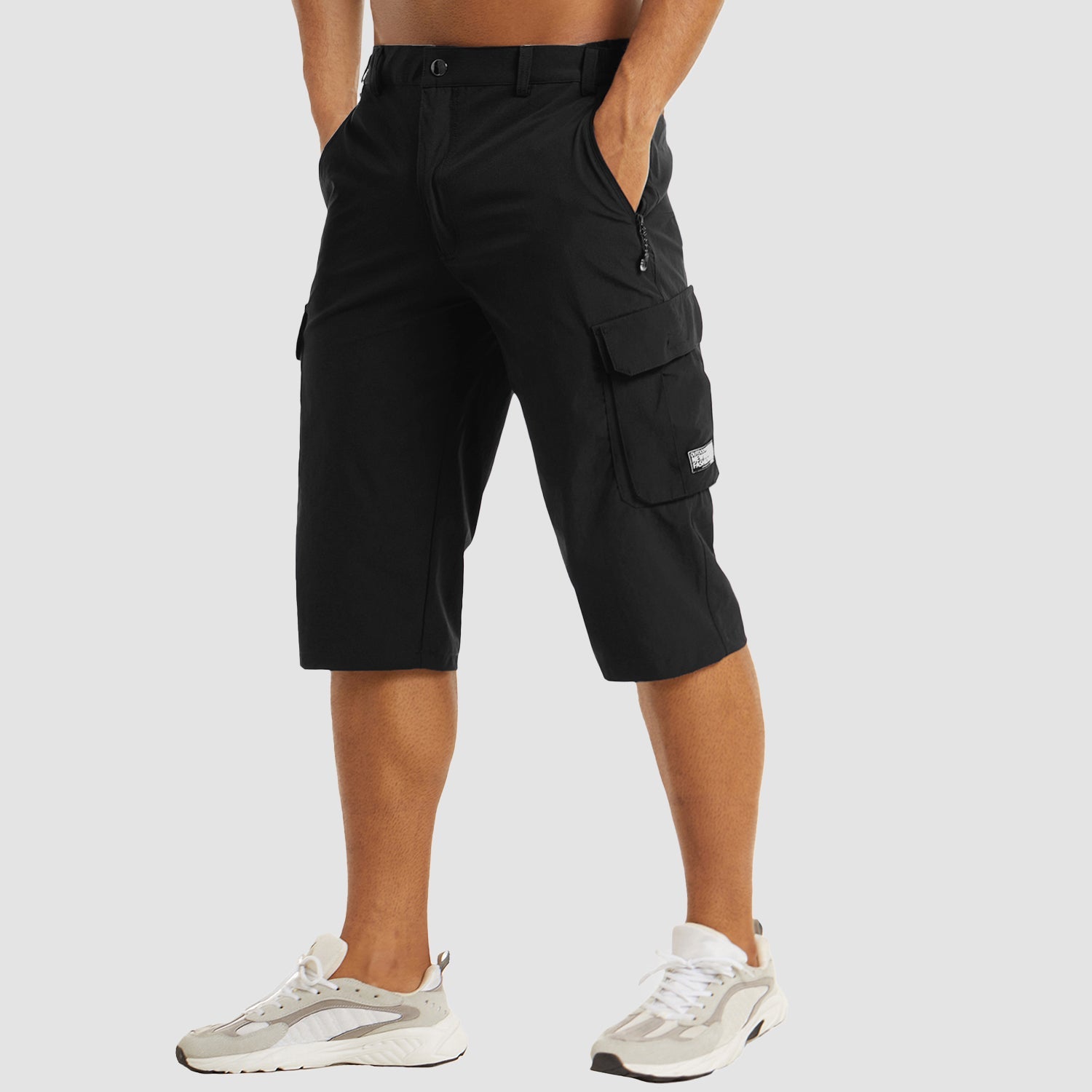 Men's Cargo Shorts Stretch Fabric Knee Length Multi Pocket Utility