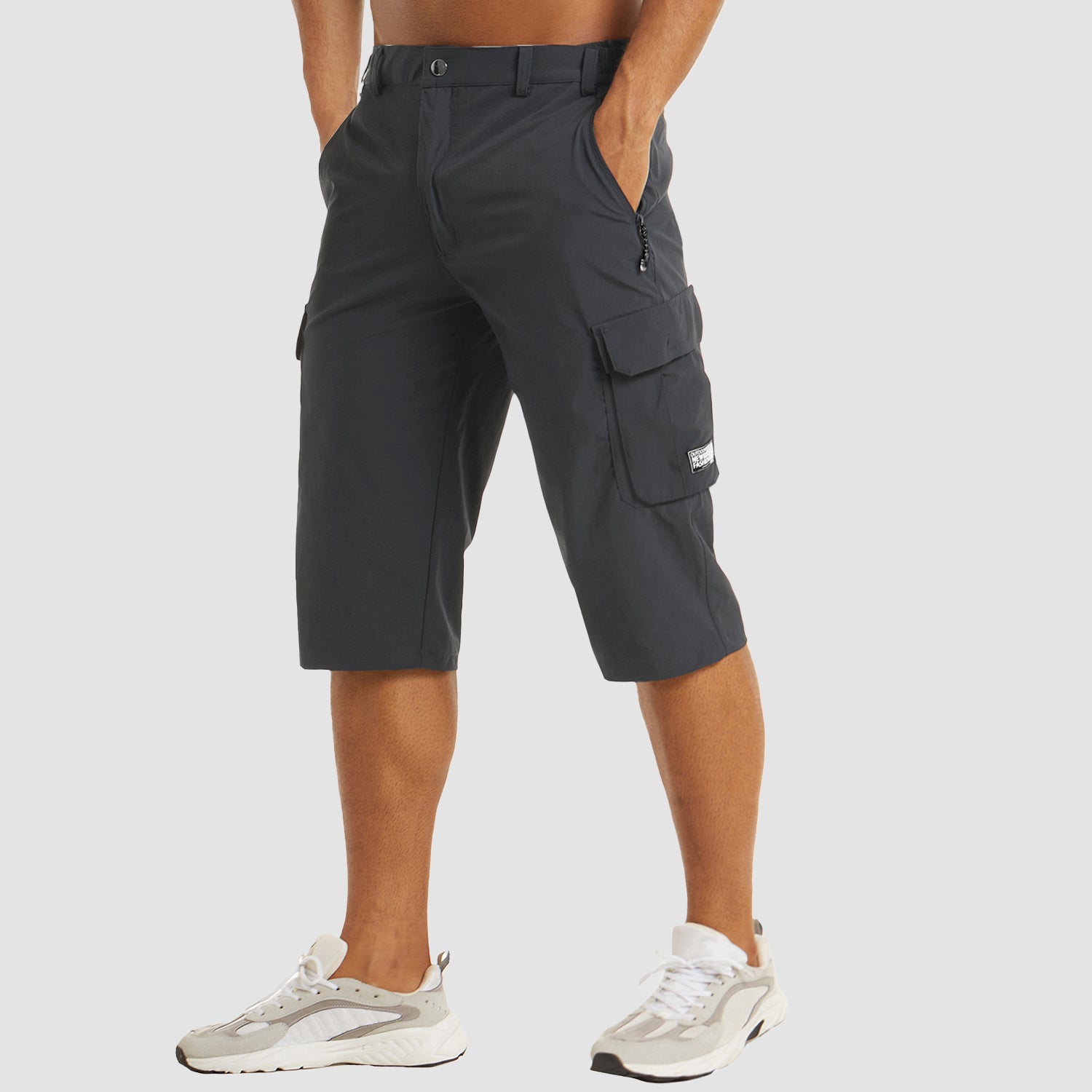 Men's Cargo Shorts Stretch Fabric Knee Length Multi Pocket Utility