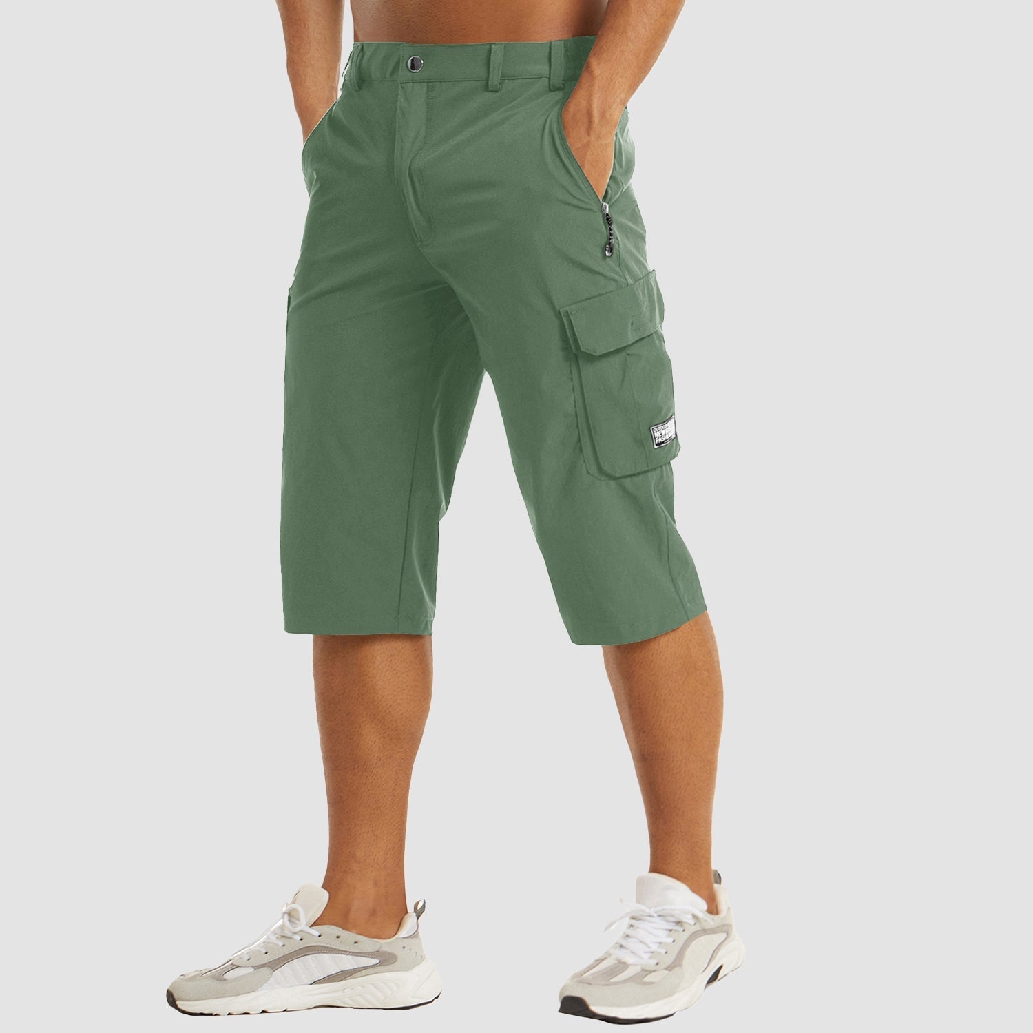 Men's Cargo Shorts Stretch Fabric Knee Length Multi Pocket Utility