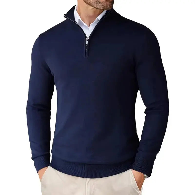 Alistair | Men's Classic Half-Zip Stand-Collar Jumper source image 4