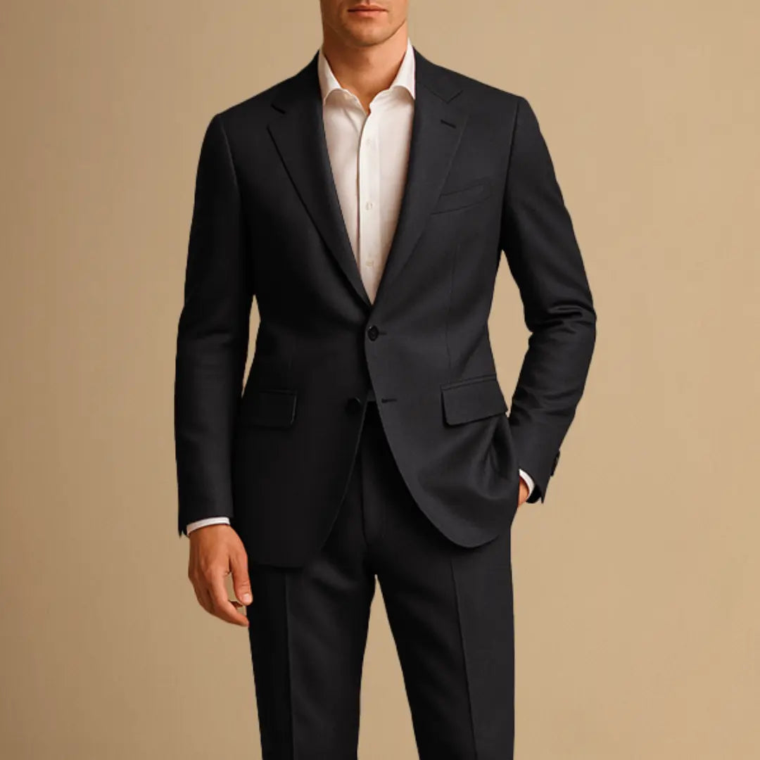 Men's Two Piece Suit Woven Fabric Notch Lapel Two Button Slim Fit