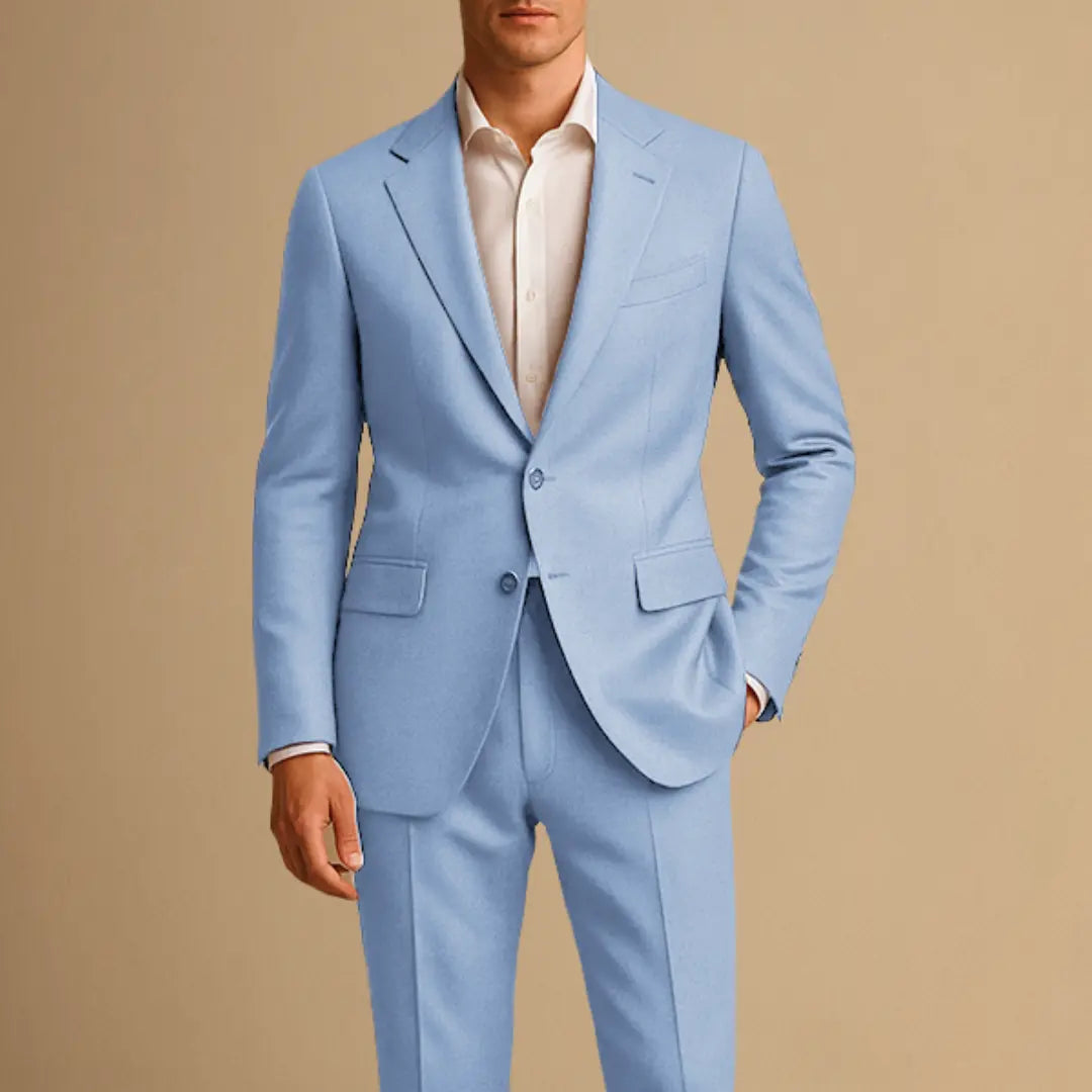 Men's Two Piece Suit Woven Fabric Notch Lapel Two Button Slim Fit