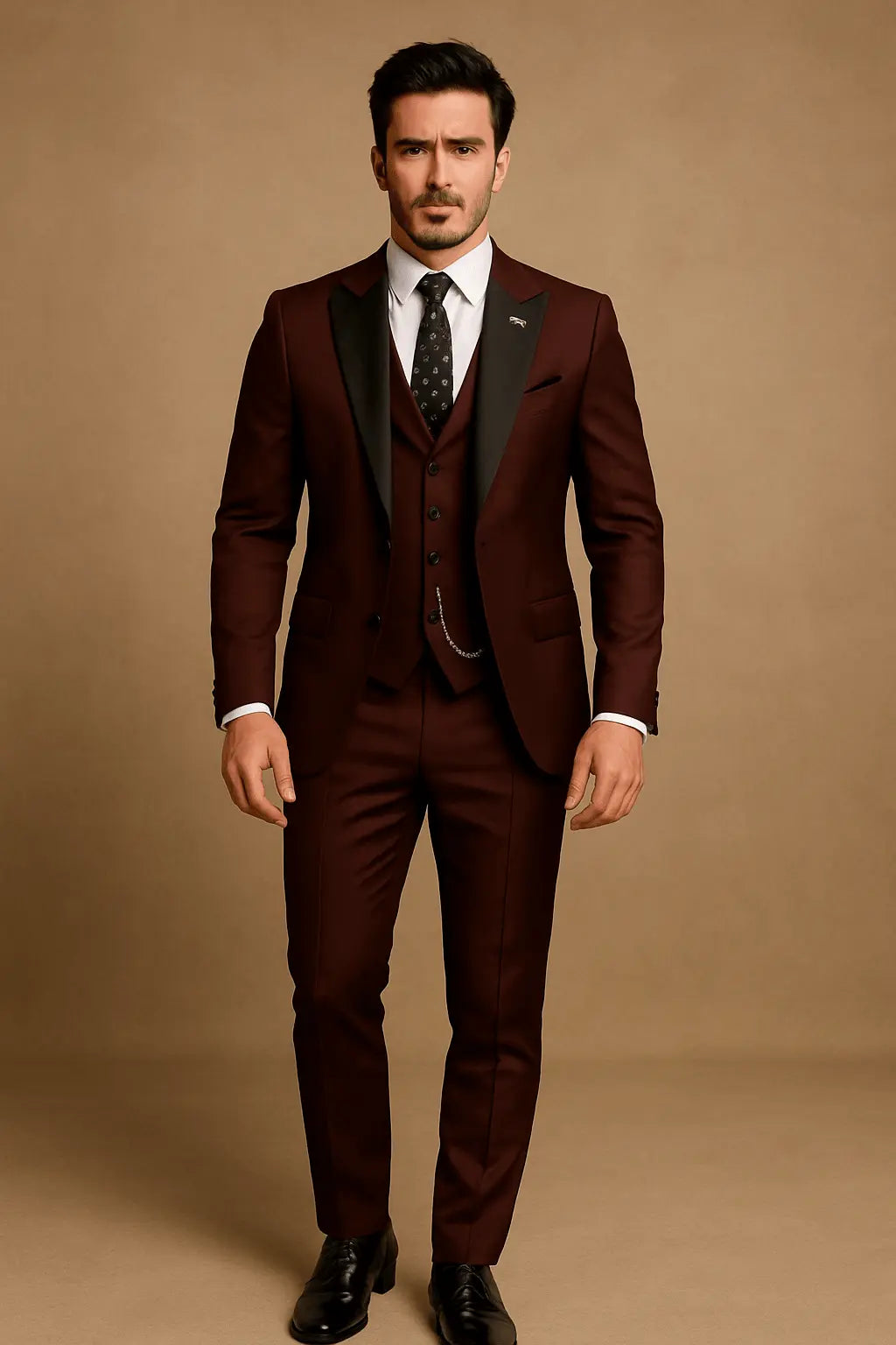 Men's Three Piece Suit Woven Fabric Peak Lapel Slim Fit Evening