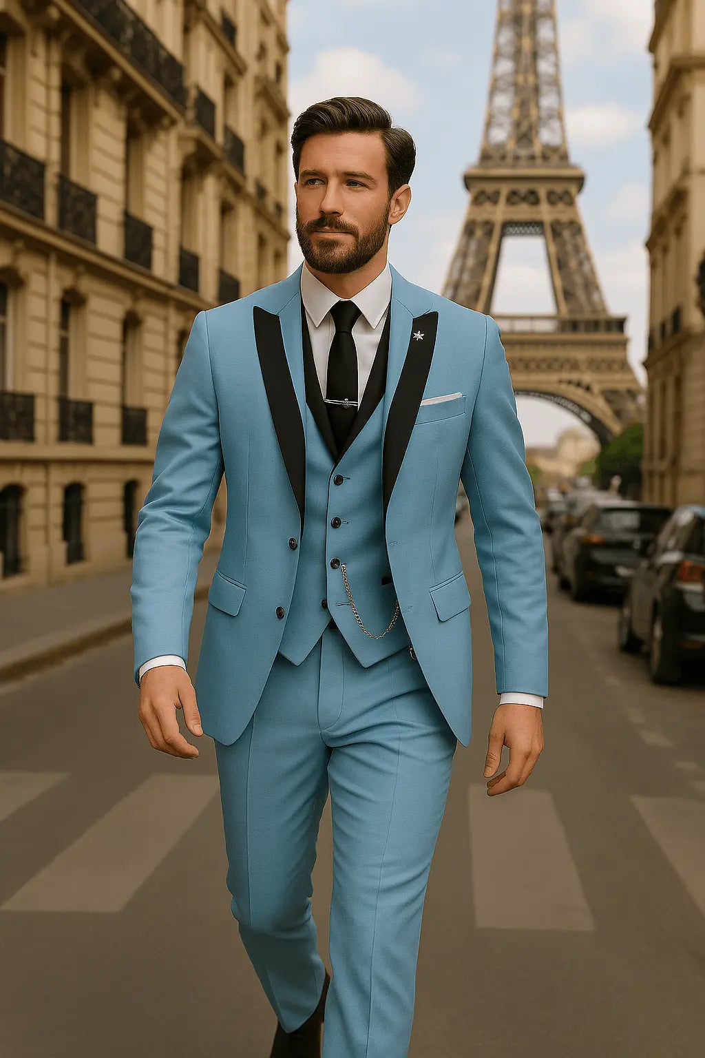 Men's Three Piece Suit Woven Fabric Peak Lapel Slim Fit Evening