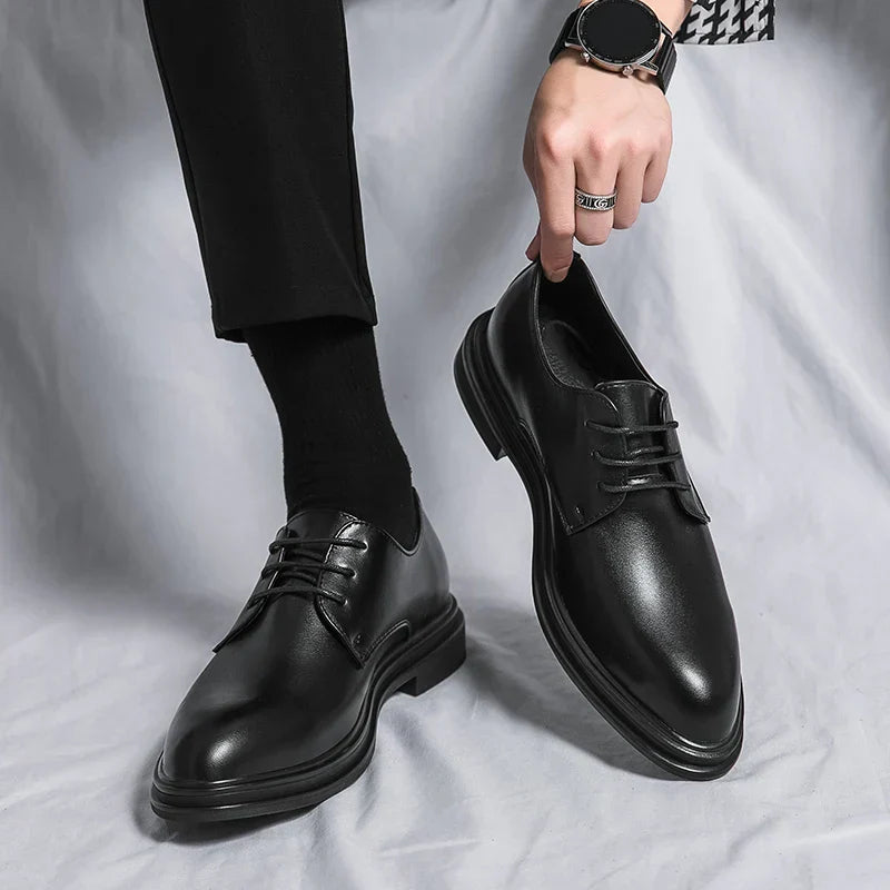 Patent Derby Dress Shoes Men Faux Leather High Gloss Lace Up Formal