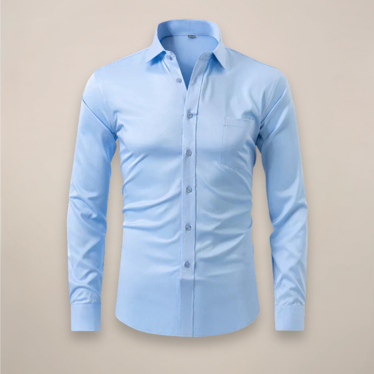 Long Sleeve Dress Shirt Men Woven Fabric Point Collar Wrinkle Free Structured Fit