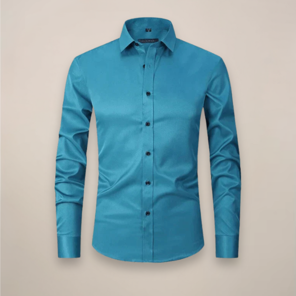Long Sleeve Dress Shirt Men Woven Fabric Point Collar Wrinkle Free Structured Fit