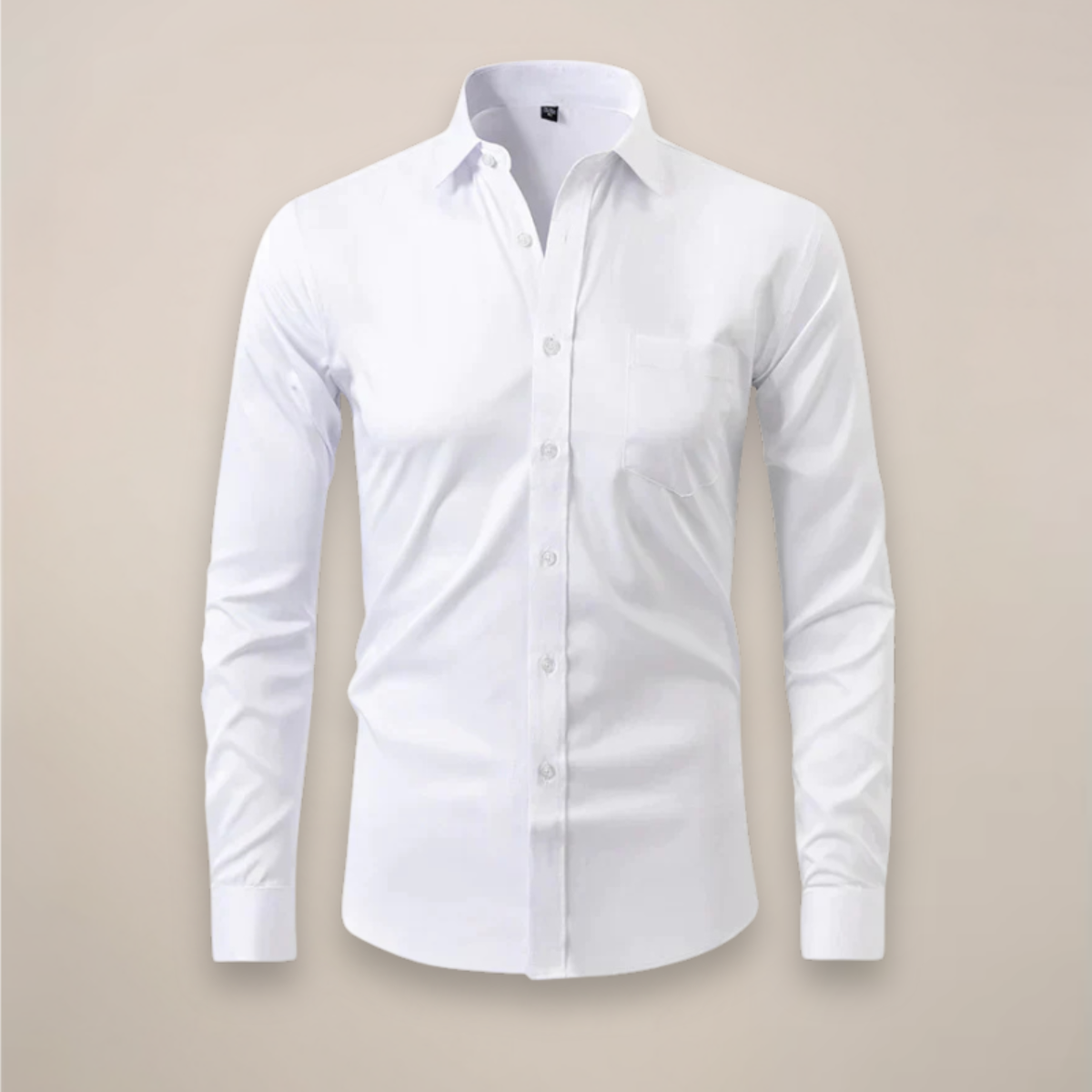 Long Sleeve Dress Shirt Men Woven Fabric Point Collar Wrinkle Free Structured Fit