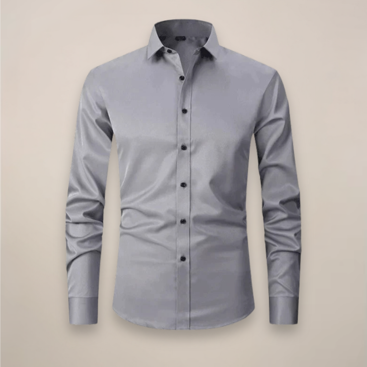Long Sleeve Dress Shirt Men Woven Fabric Point Collar Wrinkle Free Structured Fit