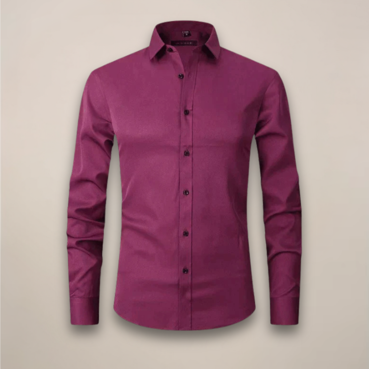 Long Sleeve Dress Shirt Men Woven Fabric Point Collar Wrinkle Free Structured Fit