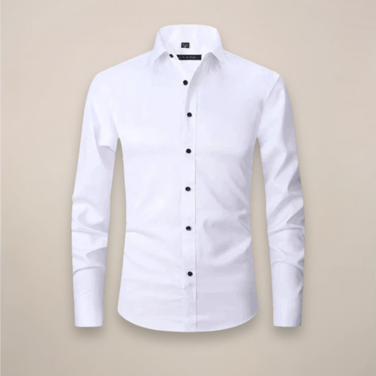 Long Sleeve Dress Shirt Men Woven Fabric Point Collar Wrinkle Free Structured Fit