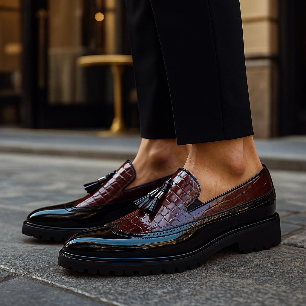 Orson | Men's Croc-Embossed Tassel Slip-On Loafers – product image 9